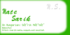 mate sarik business card